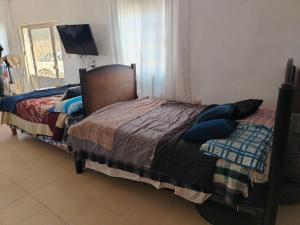 a bedroom with a bed and a tv in a room at Rancho de Solis in Arteaga +6 photos