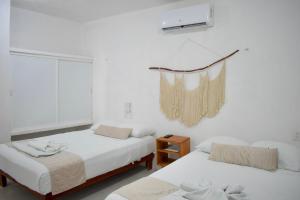 Postel nebo postele na pokoji v ubytování La casa del pescador Holbox