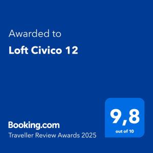 Certifikát, hodnocení, plakát nebo jiný dokument vystavený v ubytování Loft Civico 12