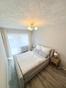 a bedroom with a large bed and a window at RelaxStay - SkyView - Smart-TV - WiFi in Dielheim +18 photos