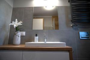 Łazienka w obiekcie 4jeziora - prywatny dostęp do rzeki, pomost, ogrodem, wiata grillowa, rowerek wodny, kajaki i SUP w cenie, parking, psiaki dozwolone