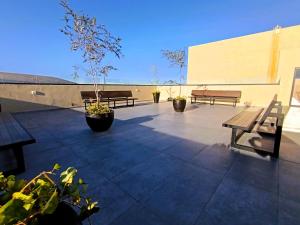 Svalir eða verönd á Basento Deluxe Apartment with parking pool gym padel