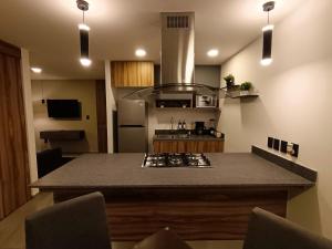 Eldhús eða eldhúskrókur á Basento Deluxe Apartment with parking pool gym padel