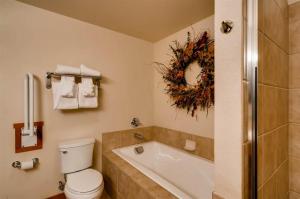 布雷肯里奇1 Bedroom Mountain Condo Located In Historic Downtown Breckenridge Near Shopping, Dining, And Restaurants的带马桶和浴缸的浴室 更多16张照片