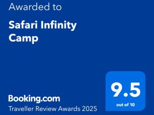a blue screen with the text emailed to safari infinity camp at Infinity Camp in Bidiyah
