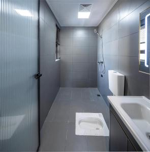 a bathroom with a toilet and a sink at Phoenix Tree Lodge in Fuli +19 photos