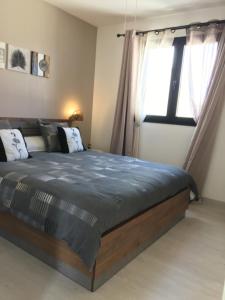 una camera da letto con un grande letto e una finestra di Cocon De L'Est I a Saint-Benoît