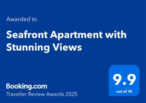 Certifikát, hodnocení, plakát nebo jiný dokument vystavený v ubytování Seafront Apartment with Stunning Views