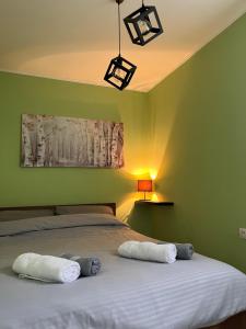 Un pat sau paturi într-o cameră la Duna - Panonia Apartments