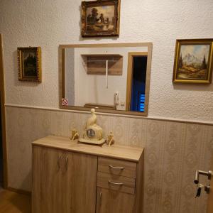 a bathroom with a sink and a mirror at Apartment 5 in Gera +19 photos