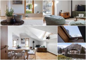 a collage of photos of a living room and a house at Il triangolo sul Bianco degli sportivi! in Courmayeur