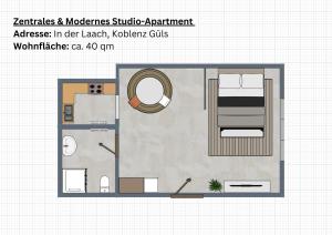a drawing of a floor plan of a house at Gemütliches & Modernes Apartment in Koblenz