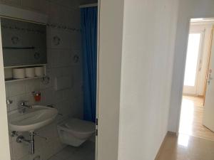 un bagno con lavandino e WC di Hotel Fähri Gersau a Gersau