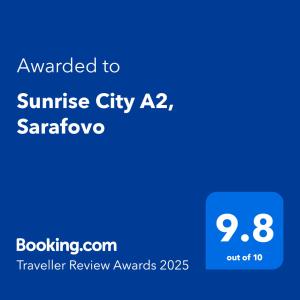 Certifikát, hodnocení, plakát nebo jiný dokument vystavený v ubytování Sunrise City A2, Sarafovo