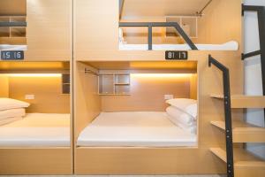 a group of bunk beds in a room at Dengba Inn-Shanghai New World Plaza Branch in Shanghai