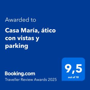 Certifikát, ocenenie alebo iný dokument vystavený v ubytovaní Casa María, ático con vistas y parking