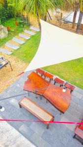 a boat sitting on top of a table at BIRD HOUSE resort in Hữu Biêt
