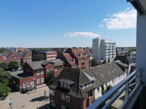 arial view of a city with buildings and a street at Hanseatenhaus in Westerland (Sylt)