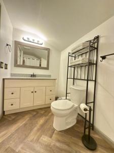 a bathroom with a toilet and a sink at Cozy lake house in Nassau +24 photos