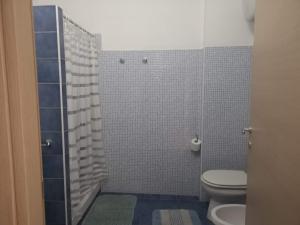 a bathroom with a toilet and a shower at Appartamento In Centro in Iglesias +9 photos