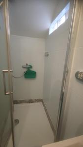 a bathroom with a shower with a glass door at Promotion du Jour - Studio Le Palmier in Deuil-la-Barre