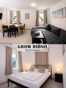 Postel nebo postele na pokoji v ubytování Grom Ribno Apartments