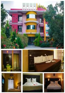 a collage of photos of a building with a hotel at Dolphin Resort in Yelagiri