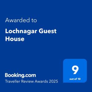 Certifikát, hodnocení, plakát nebo jiný dokument vystavený v ubytování Lochnagar Guest House