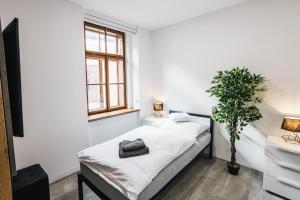Katil atau katil-katil dalam bilik di Apartmány U Doskočilů