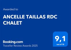 Certifikát, ocenenie alebo iný dokument vystavený v ubytovaní ANCELLE TAILLAS RDC CHALET