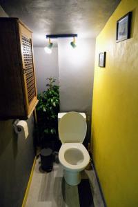 a bathroom with a toilet and a potted plant at Chez Mathilde et Kévin in Saint-Maurice