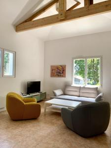 Khu vực ghế ngồi tại Agréable maison avec vue sur les barthes