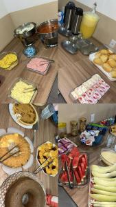 a collage of pictures of food on a table at Hotel Bee's Sorriso in Sorriso