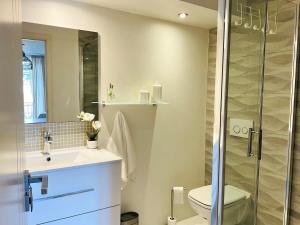 a bathroom with a toilet and a sink and a shower at Le Garib in Nice +4 photos