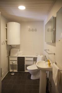 a bathroom with a toilet and a sink at Vanaõue Holiday Home in Kalana