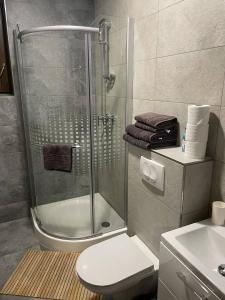 Koupelna v ubytování Apartmány Zaky