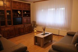 a living room with a couch and a coffee table at Kuća za odmor Franca in Ozalj