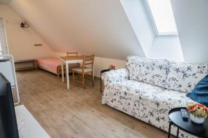 a living room with a couch and a table at Varalja Apartments in Plavecké Podhradie