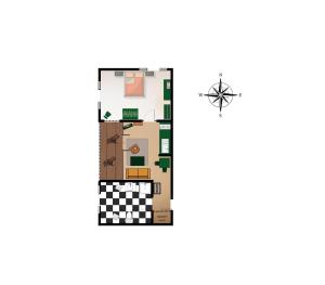 una planimetria di una casa con pavimenti a scacchi di Haus Meeresblick WM510 a Kühlungsborn