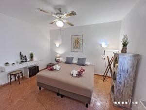 a bedroom with a bed and a ceiling fan at VH CostaBlanca - MIRASOL in Fanadix +53 photos