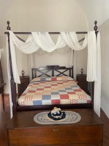 a bedroom with a bed with a canopy at Casa Lori Putignano in Putignano +16 photos