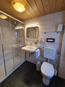 Koupelna v ubytování Hotel Altwirt + 15 fotografií