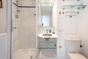 un bagno con doccia, WC e lavandino di LA RESIDENCE COSTA PLANA, Appt 204, VUE SUR LA MER a Cap d'Ail