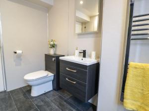 un baño con inodoro y lavabo en 21 Taliesin Street, en Llandudno