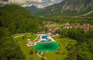 an aerial view of a resort in the mountains at Ferienwohnung Leonie in Oberau