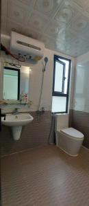a bathroom with a sink and a toilet and a mirror at Đăng Dương Motel in Sapa