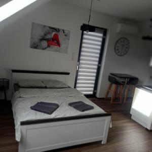 Postel nebo postele na pokoji v ubytování Apartament Muzyczny