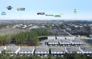 una vista aérea de un complejo con edificios en TR1394PNW - Brand New Beautiful Home, en Clermont
