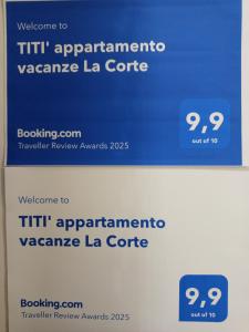 TITI' appartamento vacanze La Corte tanúsítványa, márkajelzése vagy díja