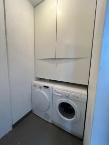 a white washer and dryer in a small room at Deluxe House in Angra do Heroísmo +8 photos